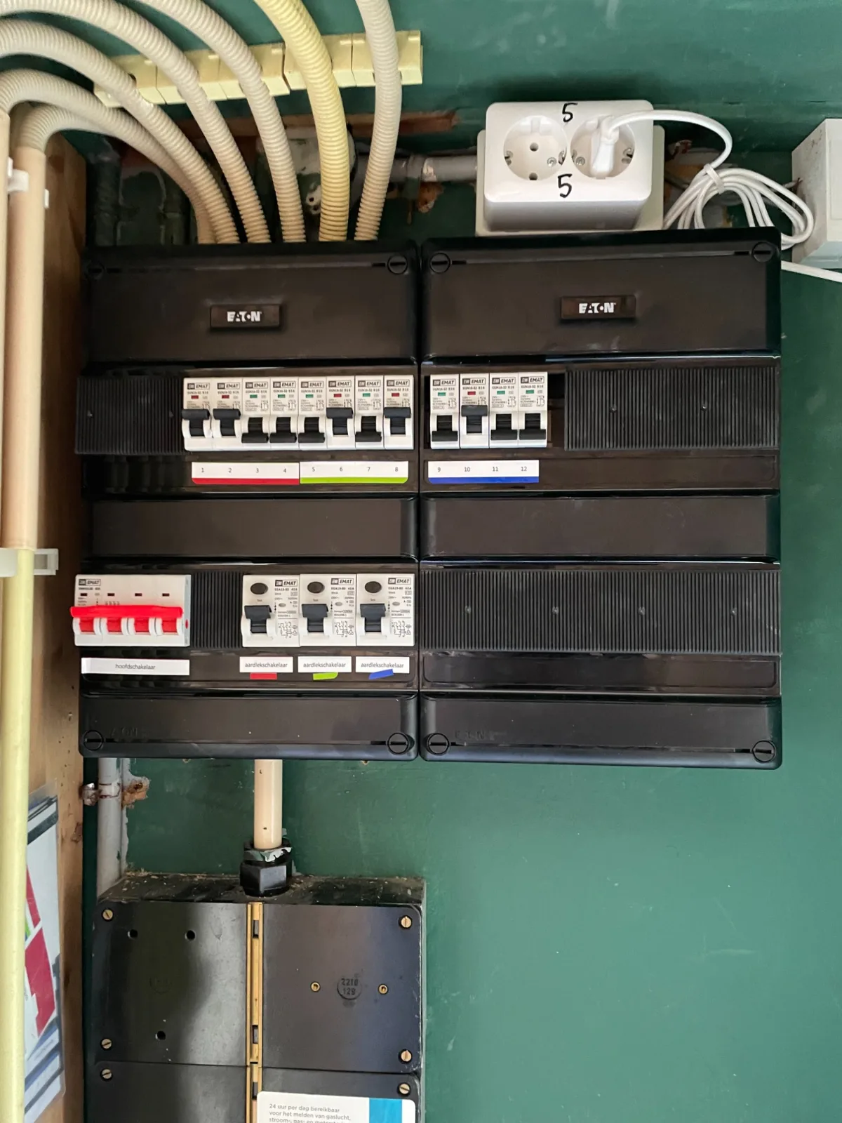 Groepenkast met automaten en aardlekschakelaars